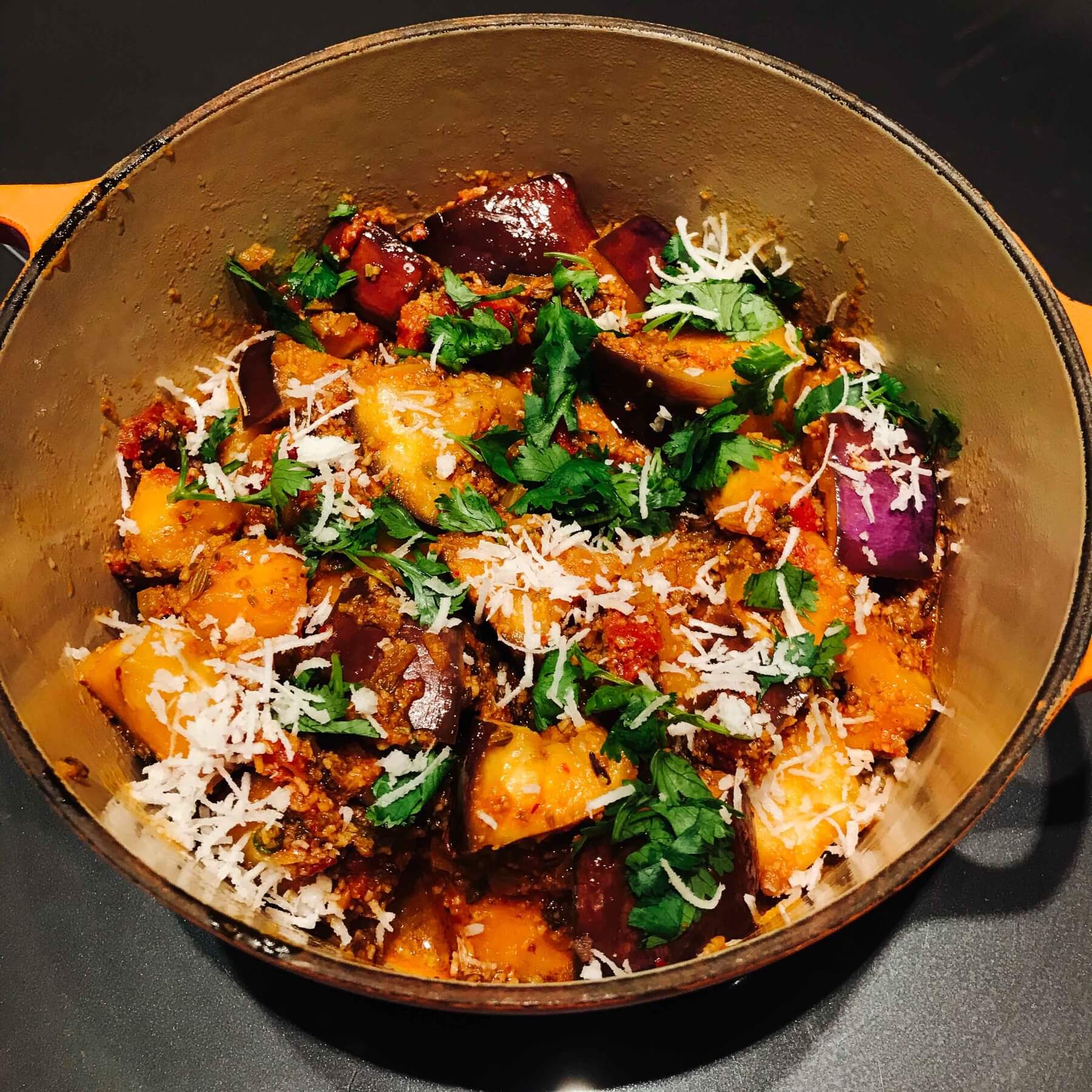 Auberginen Masala aus Südindien