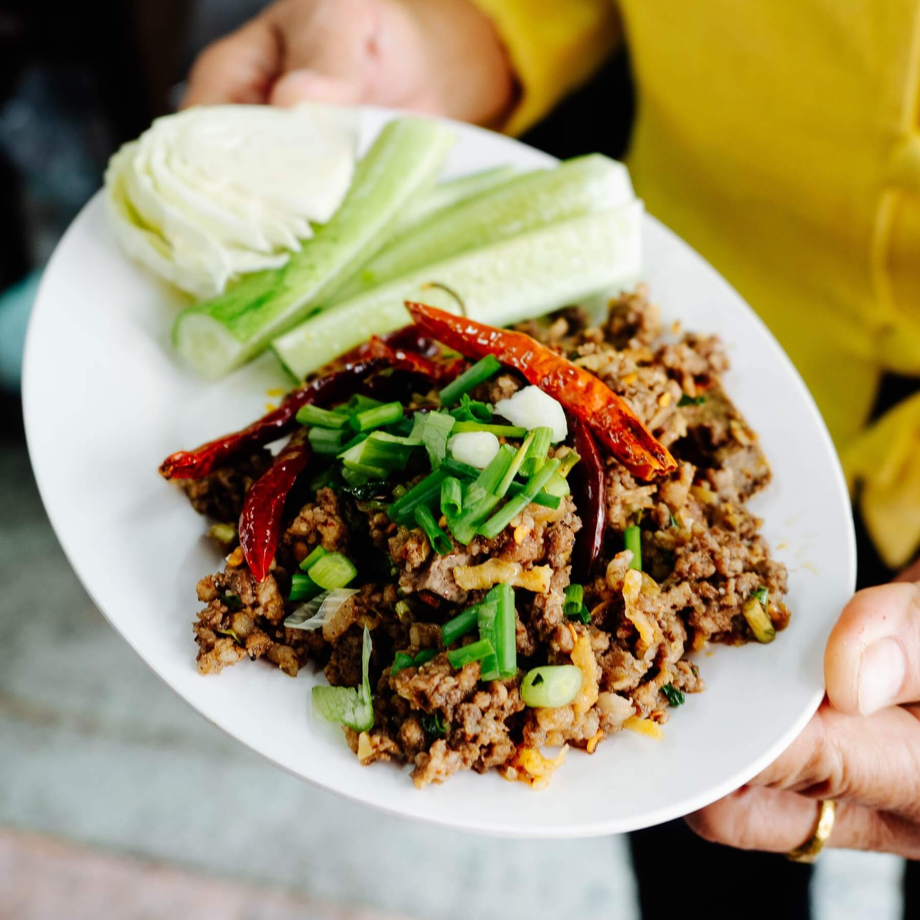 Laab Moo - Thai-Salat mit gehacktem Schweinefleisch
