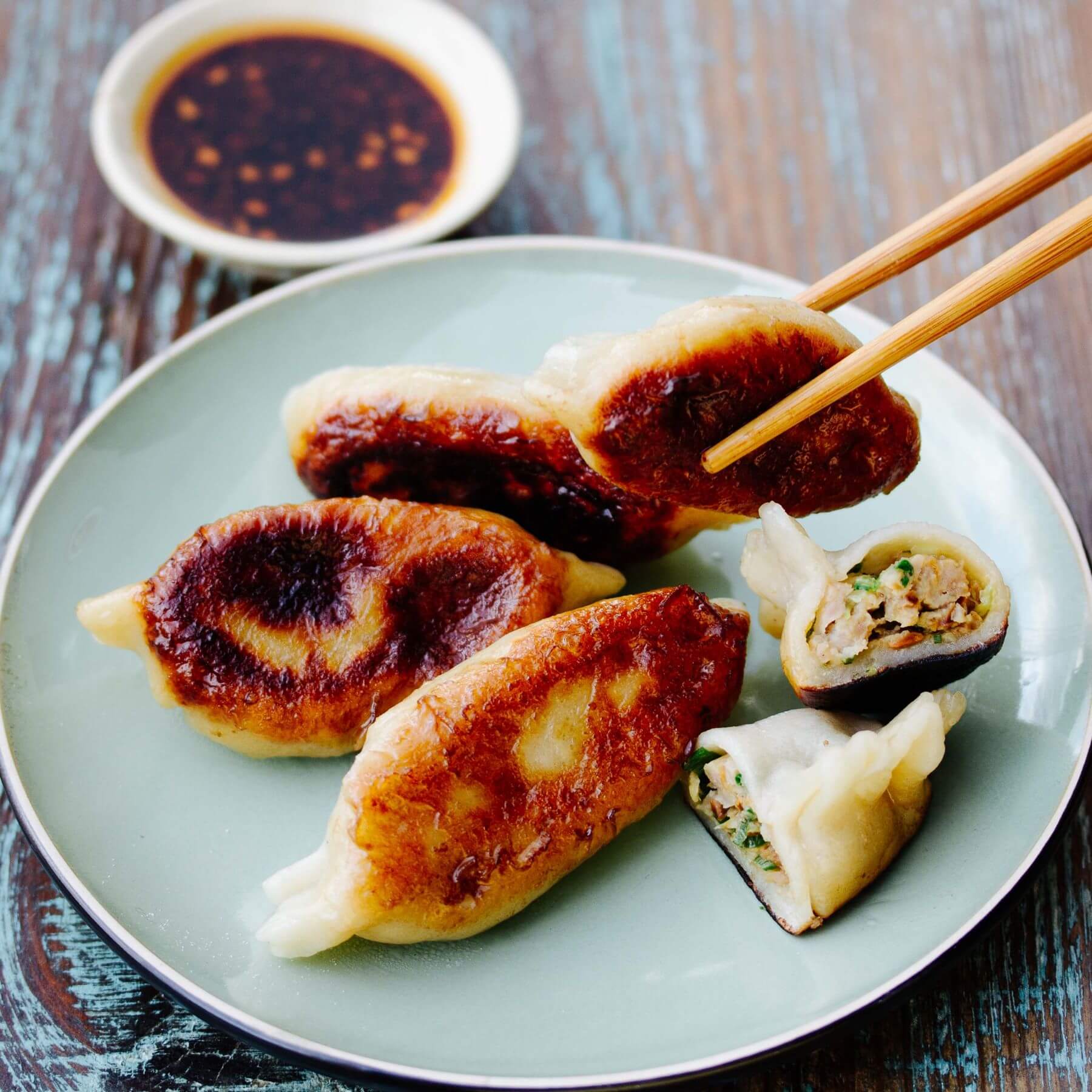 Jiaozi in der Pfanne gebraten - Potsticker